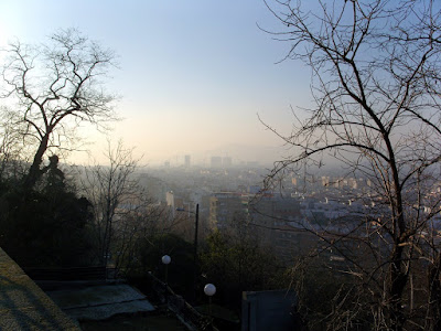 A foggy Barcelona vista